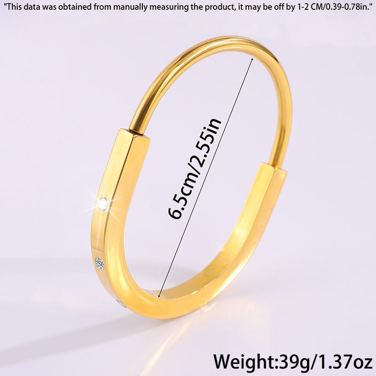 Lock CZ 18K Gold Stainless Steel Anti Tarnish Cuff Kada Bracelet Bulk
