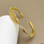 Wave Filigree CZ 18K Gold Anti Tarnish Cuff Bracelet Bulk