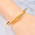 Wave Filigree CZ 18K Gold Anti Tarnish Cuff Bracelet Bulk