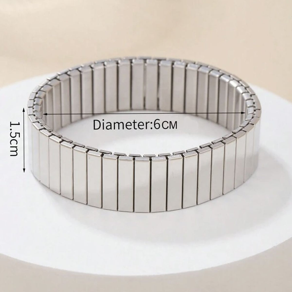 Silver Stainless Steel Anti Tarnish Stretchable Elastic Bracelet Bulk