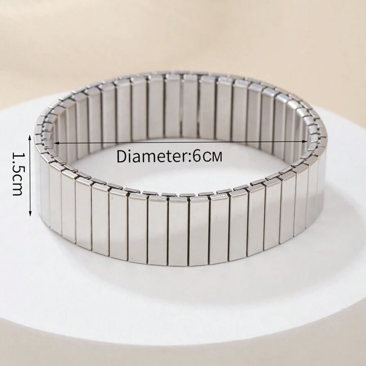 Silver Stainless Steel Anti Tarnish Stretchable Elastic Bracelet Bulk