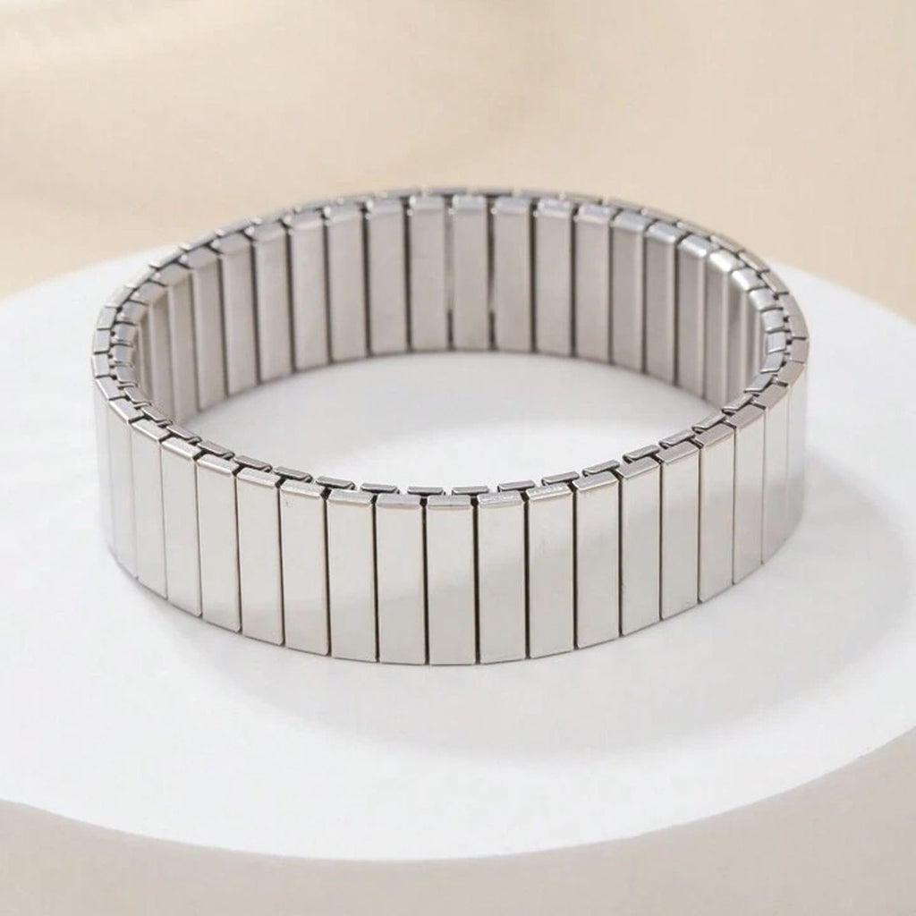 Silver Stainless Steel Anti Tarnish Stretchable Elastic Bracelet Bulk