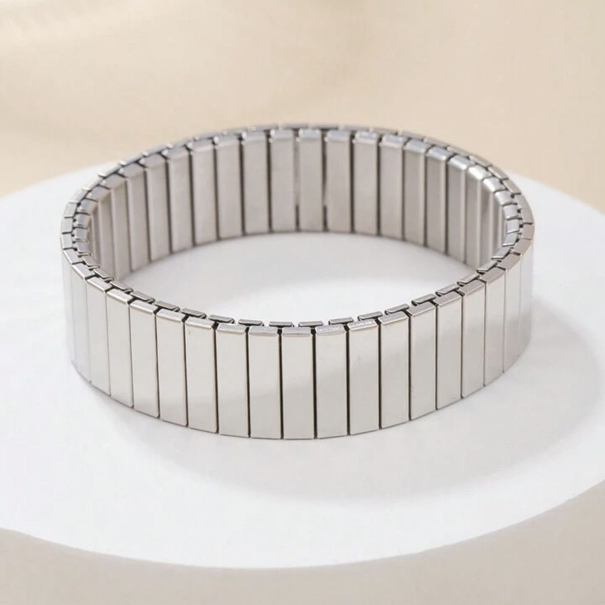 Silver Stainless Steel Anti Tarnish Stretchable Elastic Bracelet Bulk