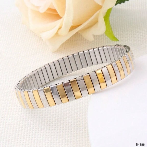 Two Tone Stainless Steel 18K Gold Silver Anti Tarnish Stackable Bracelet For Women Secondary image
