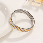 Two Tone Stainless Steel 18K Gold Silver Anti Tarnish Stackable Bracelet For Women