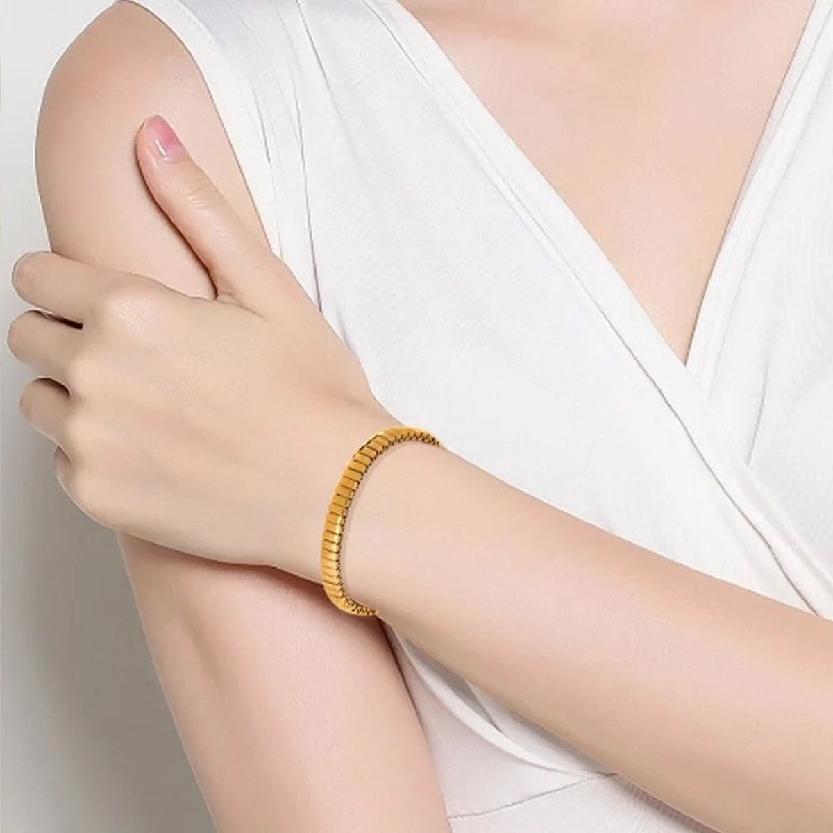 18K Gold Anti Tarnish Flexible Stackable Bracelet For Women Bulk