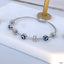 Evil Eye Blue Silver CZ Enamel Stainless Steel Bracelet Bulk