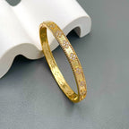 Clover Flower 18K Gold Cubic Zirconia Anti Tarnish Kada Bracelet Bulk