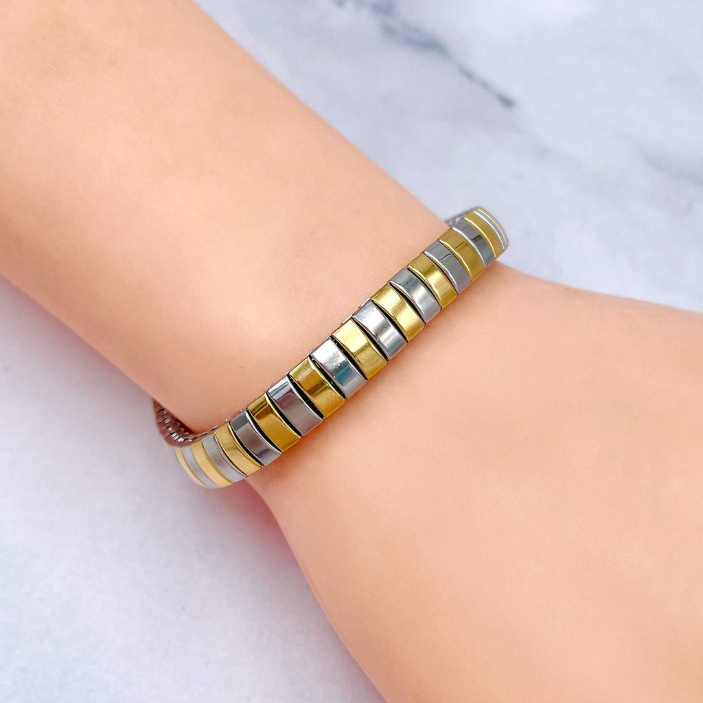 18K Gold Anti Tarnish Flexible Stackable Bracelet For Women Bulk