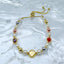 Heart Rainbow Multi Gold Pearl Anti Tarnish Charm Slider Bracelet Bulk