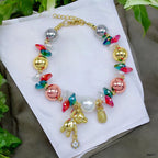 Teddy Bear Rainbow Multi 18K Gold Cubic Zirconia Pearl Anti Tarnish Charm Bracelet For Women