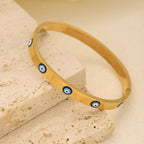 Evil Eye Blue Gold Enamel Stainless Steel Openable Kada Bracelet Bulk