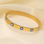 Evil Eye Blue Gold Enamel Stainless Steel Openable Kada Bracelet Bulk