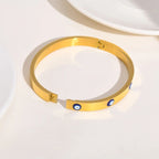 Evil Eye Blue Gold Enamel Stainless Steel Openable Kada Bracelet Bulk