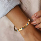 Evil Eye Blue Gold Enamel Stainless Steel Openable Kada Bracelet Bulk