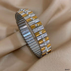 Two Tone CZ 18K Gold Silver Stretchable Elastic Bracelet Bulk