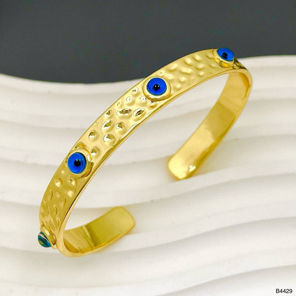 Evil Eye Dented Blue 18K Gold Anti Tarnish Cuff Bracelet Women Bulk Main image