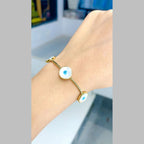 Evil Eye Rope Blue 18K Gold Anti Tarnish Cuff Bracelet For Women Bulk