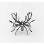 Big Spider Silver Black CZ Crystal Anti Tarnish Cuff Bracelet Bulk