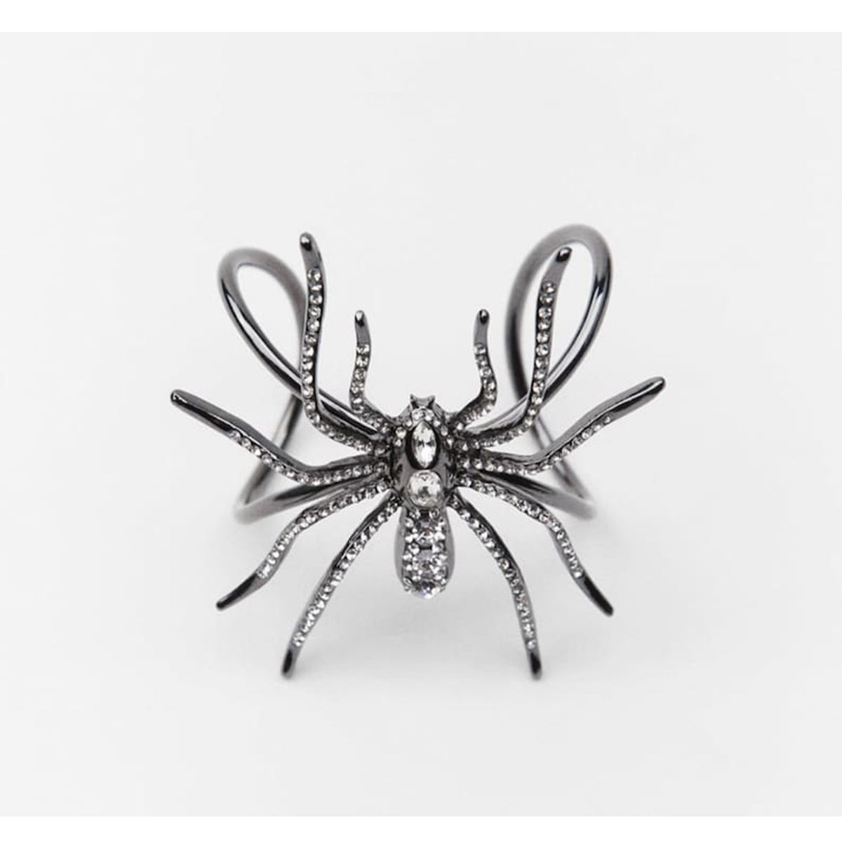 Big Spider Silver Black CZ Crystal Anti Tarnish Cuff Bracelet Bulk