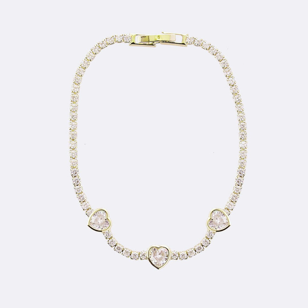 Heart Solitaire CZ 18K Gold Anti Tarnish Tennis Bracelet Bulk