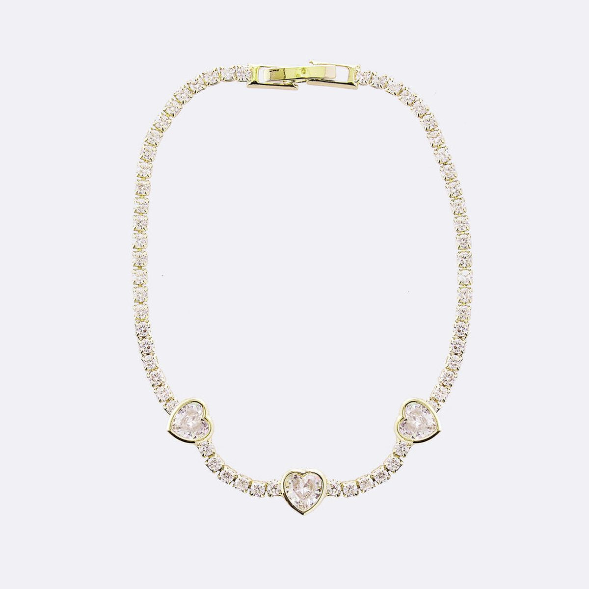 Heart Solitaire CZ 18K Gold Anti Tarnish Tennis Bracelet Bulk