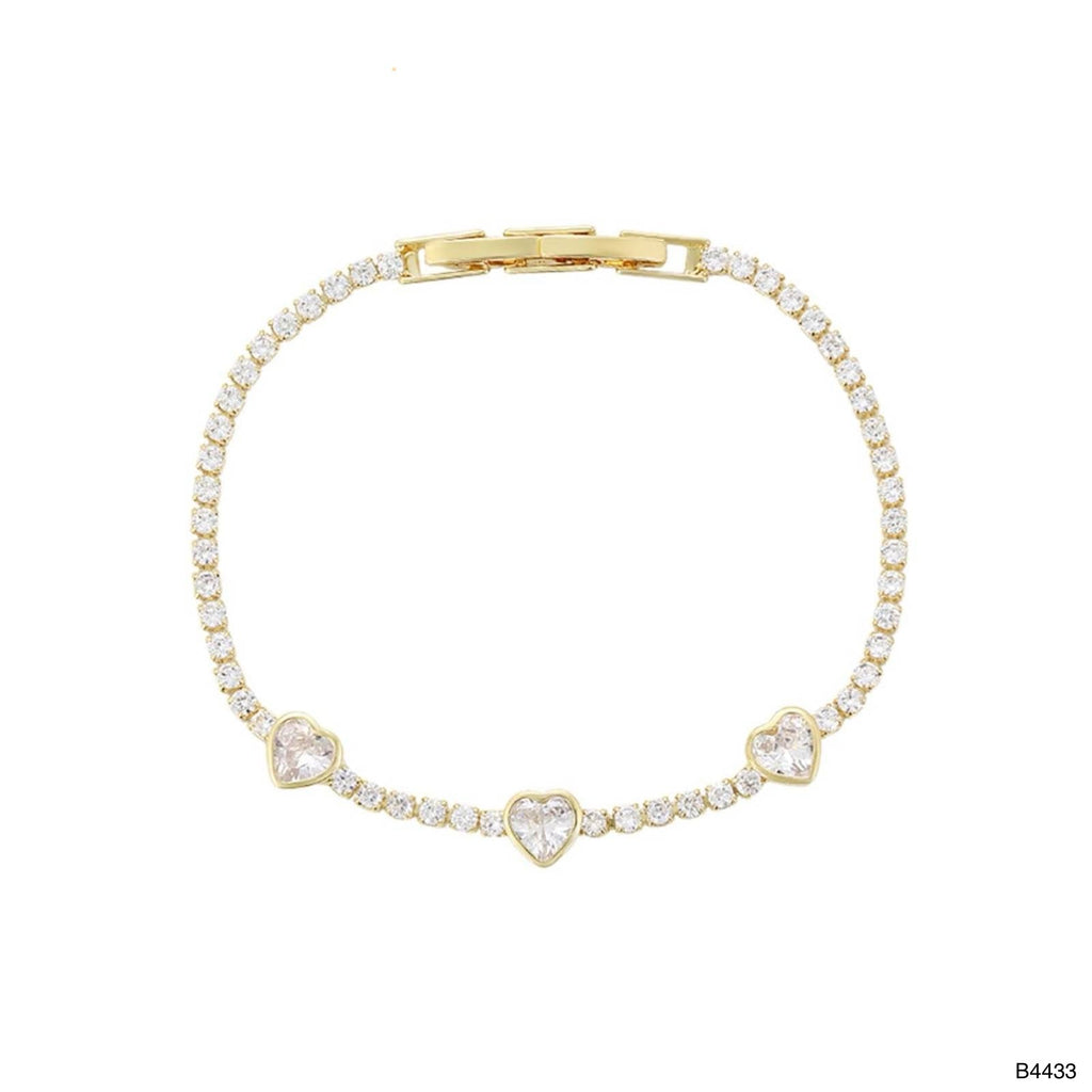 Heart Solitaire CZ 18K Gold Anti Tarnish Tennis Bracelet Bulk