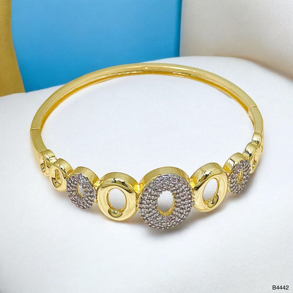 Oval Surface Two Tone CZ Gold Silver Anti Tarnish Kada Bracelet Bulk Secondary image
