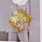 Filigree Flower Gold Anti Tarnish Stainless Steel Cuff Bracelet Bulk