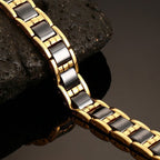 Magnet Black 18K Gold Tungsten Ceramic Anti Tarnish Bracelet Men Bulk