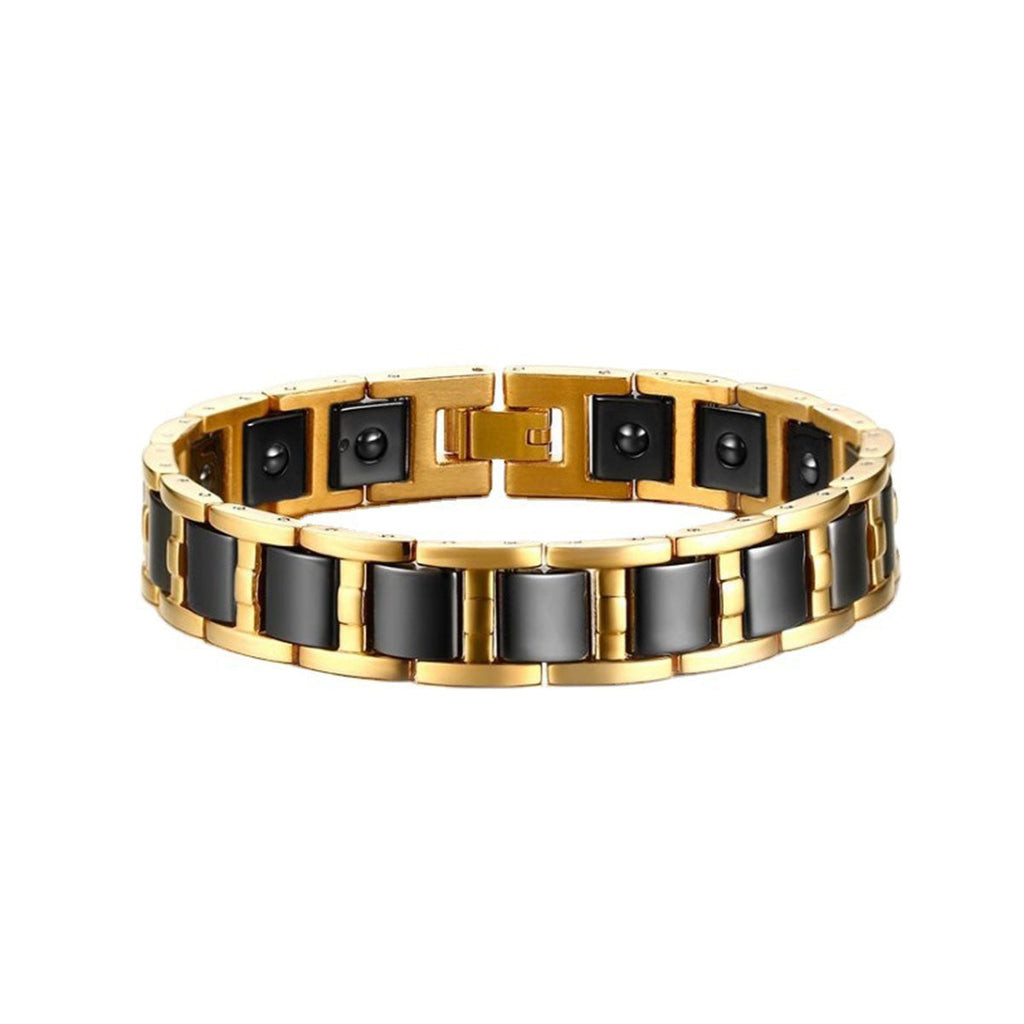Magnet Black 18K Gold Tungsten Ceramic Anti Tarnish Bracelet Men Bulk