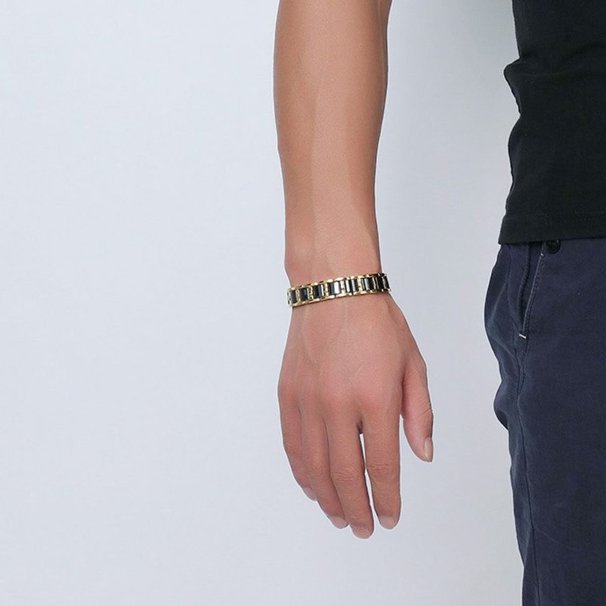 Magnet Black 18K Gold Tungsten Ceramic Anti Tarnish Bracelet Men Bulk