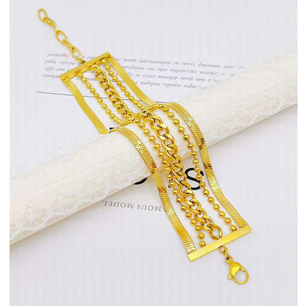 18K Gold Stainless Steel Anti Tarnish Snake Ball Curb Layered Chain Bracelet For Women Main image