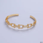 Link Chain Surface CZ 18K Gold Anti Tarnish Cuff Bracelet Bulk