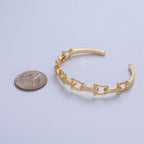 Link Chain Surface CZ 18K Gold Anti Tarnish Cuff Bracelet Bulk