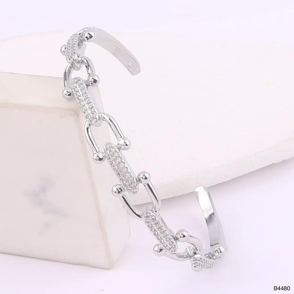 Link Chain Surface CZ 18K Gold Anti Tarnish Cuff Bracelet Bulk