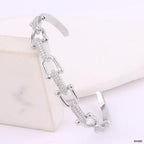 Link Chain Surface CZ 18K Gold Anti Tarnish Cuff Bracelet Bulk