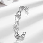 Wave Clover Flower CZ 18K Gold Anti Tarnish Cuff Bracelet Bulk