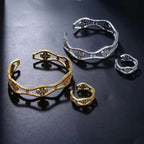 Wave Clover Flower CZ 18K Gold Anti Tarnish Cuff Bracelet Bulk