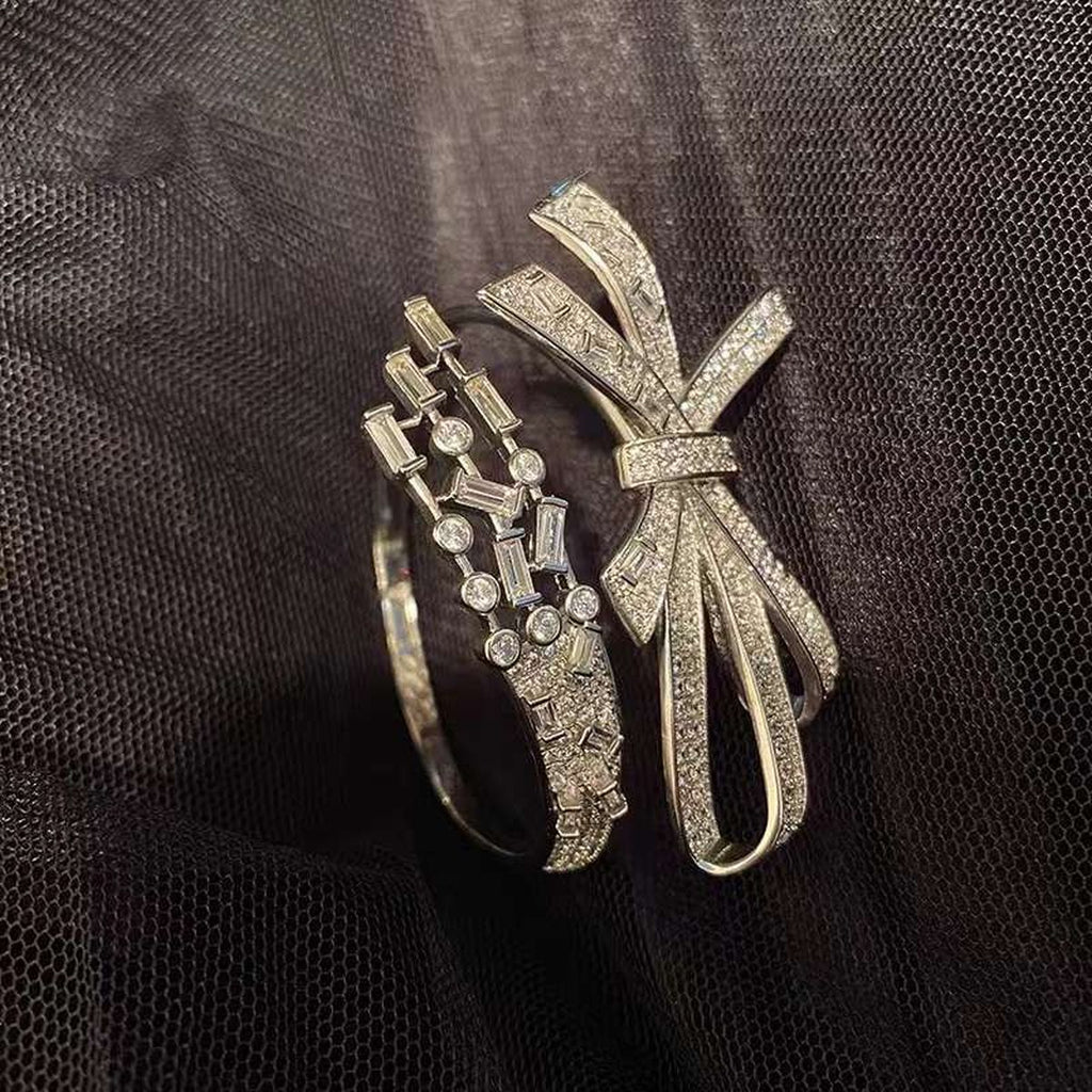 Ribbon Cubic Zirconia 18K Gold Anti Tarnish Kada Bracelet Women Bulk