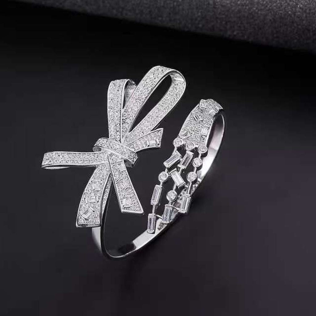 Ribbon Cubic Zirconia 18K Gold Anti Tarnish Kada Bracelet Women Bulk
