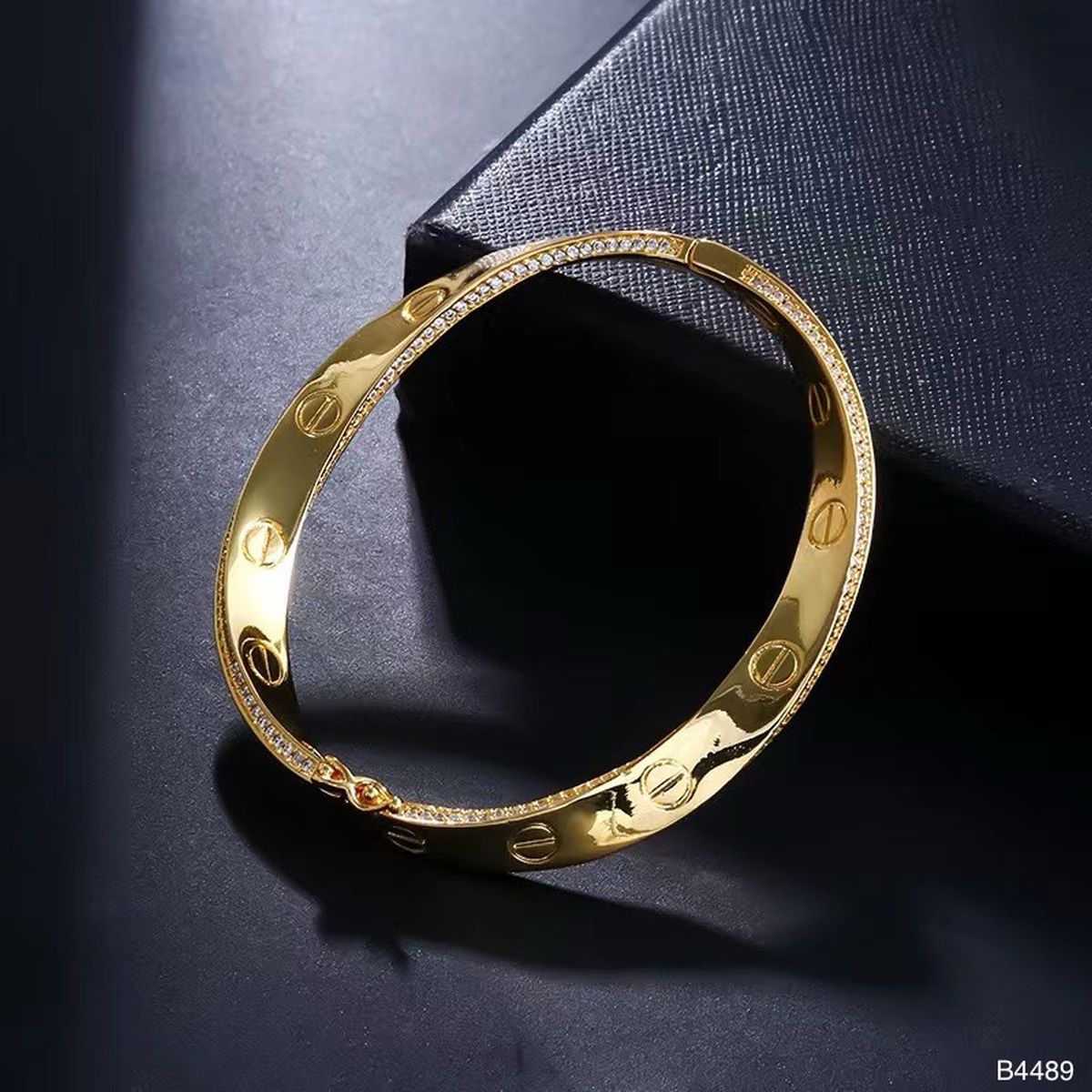 Screw Wave CZ 18K Gold Anti Tarnish Kada Bracelet Bulk