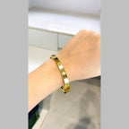 Screw Heart CZ Gold Stainless Steel Anti Tarnish Kada Bracelet Bulk