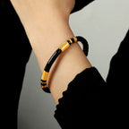 Stripe Black Gold Stainless Steel Anti Tarnish Cuff Bracelet Bulk