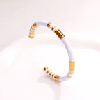 Stripe Black Gold Stainless Steel Anti Tarnish Cuff Bracelet Bulk