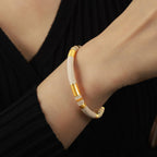Stripe Black Gold Stainless Steel Anti Tarnish Cuff Bracelet Bulk