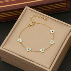 Evil Eye Heart Stainless Steel Mother Of Pearl 18K Gold Bracelet Bulk