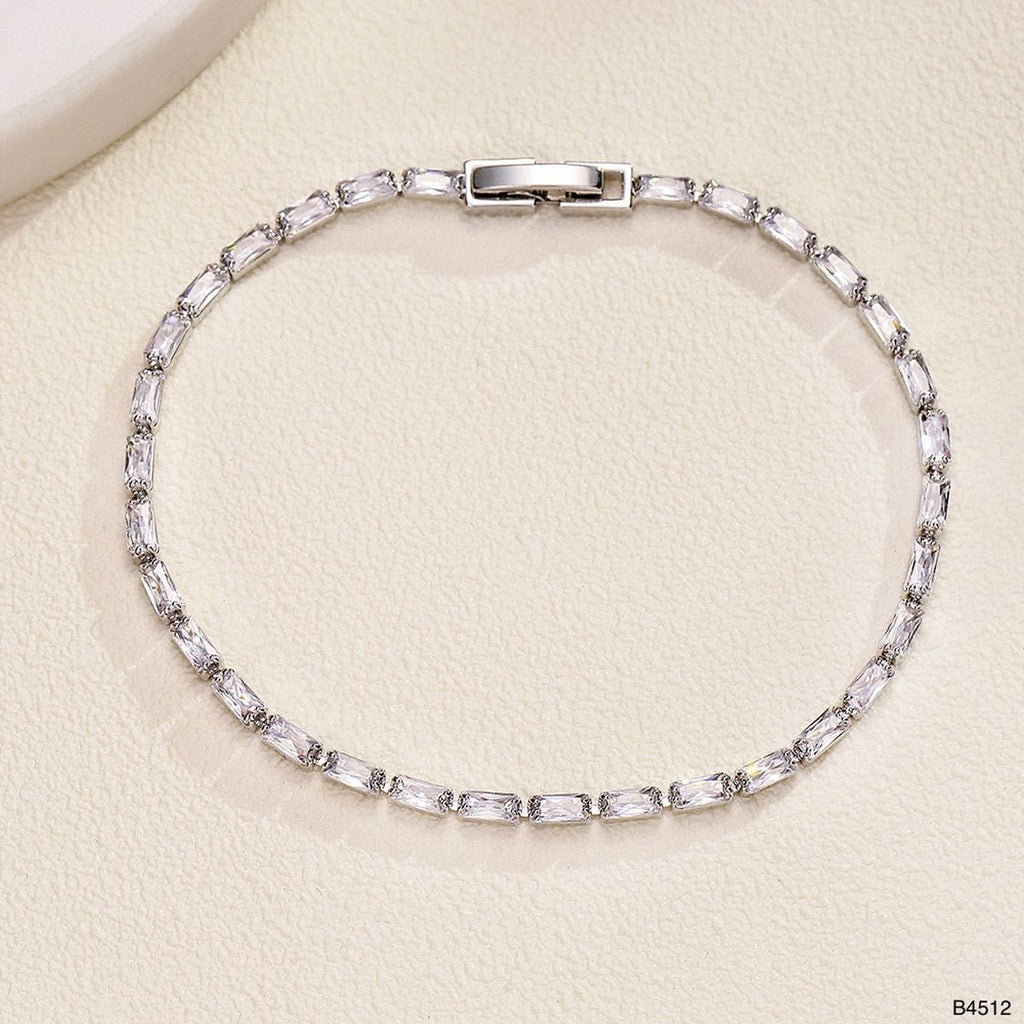 Baguette Solitaire Silver White Cubic Zirconia Tennis Bracelet Bulk