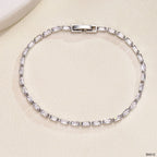 Baguette Solitaire Silver White Cubic Zirconia Tennis Bracelet Bulk