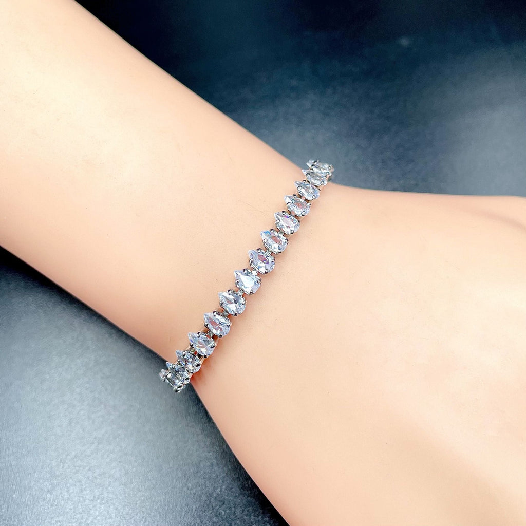 Drop Solitaire Silver White Cubic Zirconia Tennis Bracelet Women Bulk